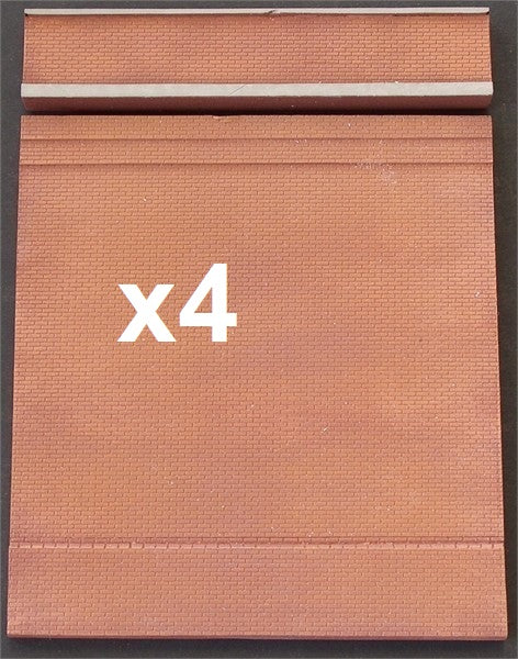 Length of tall brick retaining wall & buttresses with tall parapets