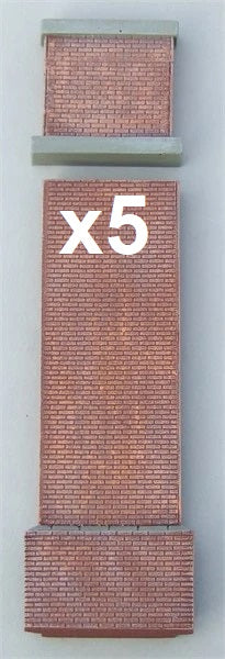 Length of low brick retaining wall & buttresses with tall parapets