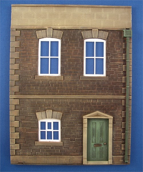 Stone Two Storey Terraced House Front With Sash Windows