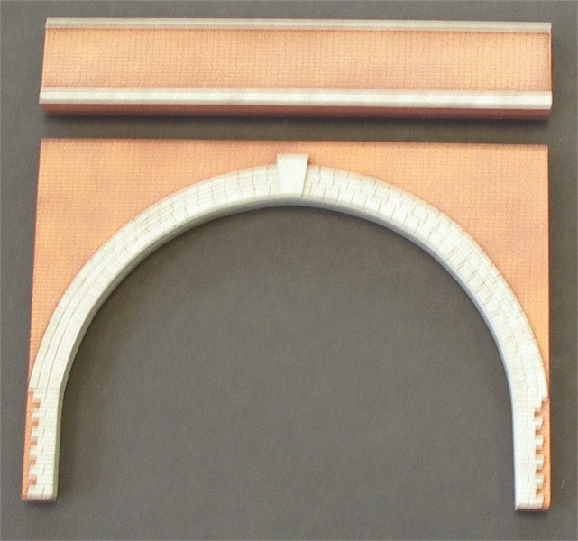 Narrow, low brick arch & separate parapet UNPAINTED