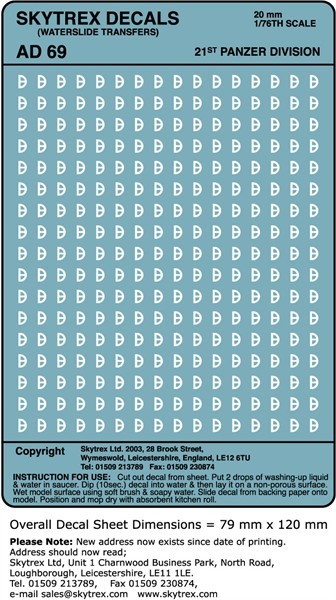 21st Panzer Division Signs (20mm)