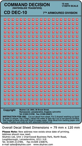 7th Armoured Division Signs (15mm)