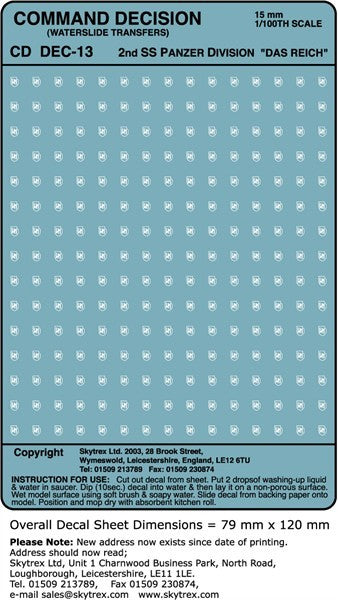 2nd SS Panzer Division "Das Reich" Markings (15mm)