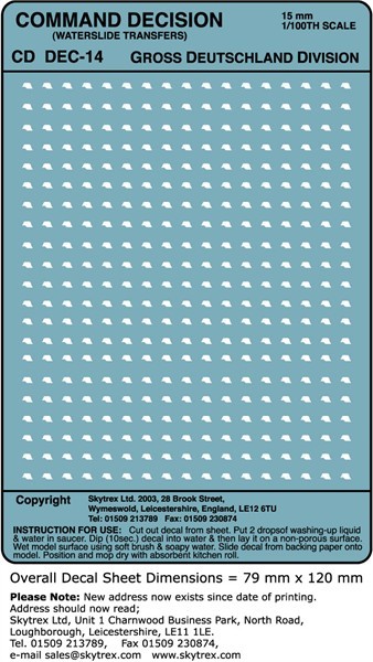 "Gross Deutschland" Divisional Markings (15mm)