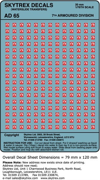 7th Armoured Division Signs (20mm)