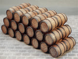 Horizontally stacked Large Wooden Barrels